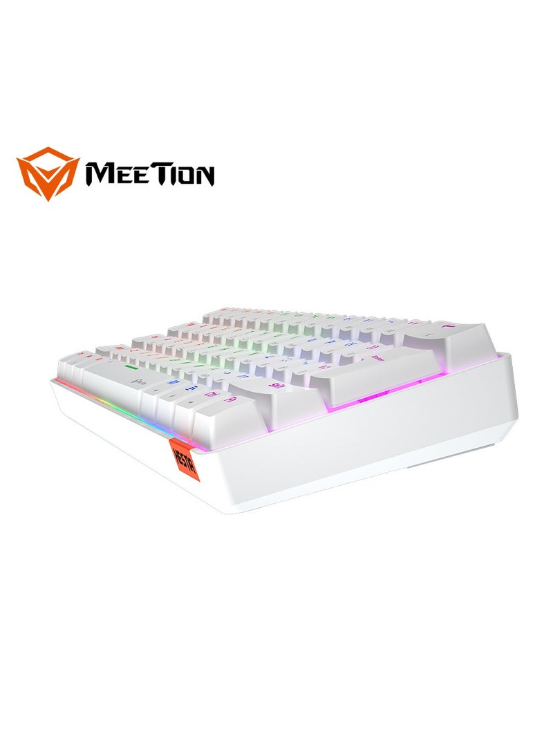 MEETION RGB Backlit Mini 61 Keys Wired 60% Mini Blue Switch Mechanical Best Gaming Keyboard White MT-MK005