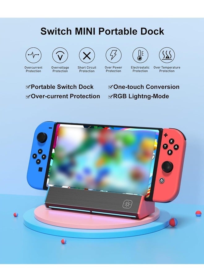 TV Dock Station for Switch, Portable Switch OLED Dock with 4K/1080P with HDMI USB 3.0 Port and USB C Charging, Replacement for Official Switch Dock