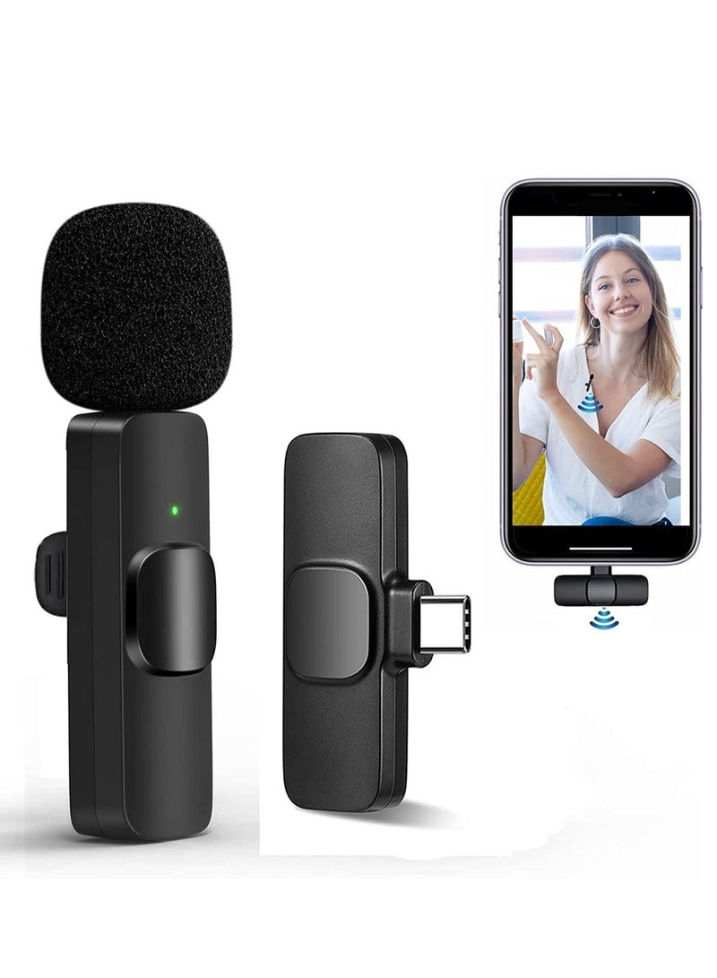 Professional Wireless Lavalier Lapel Microphone for Android Phone - Cordless Omnidirectional Condenser Recording Mic for Interview Video Podcast Vlog YouTube