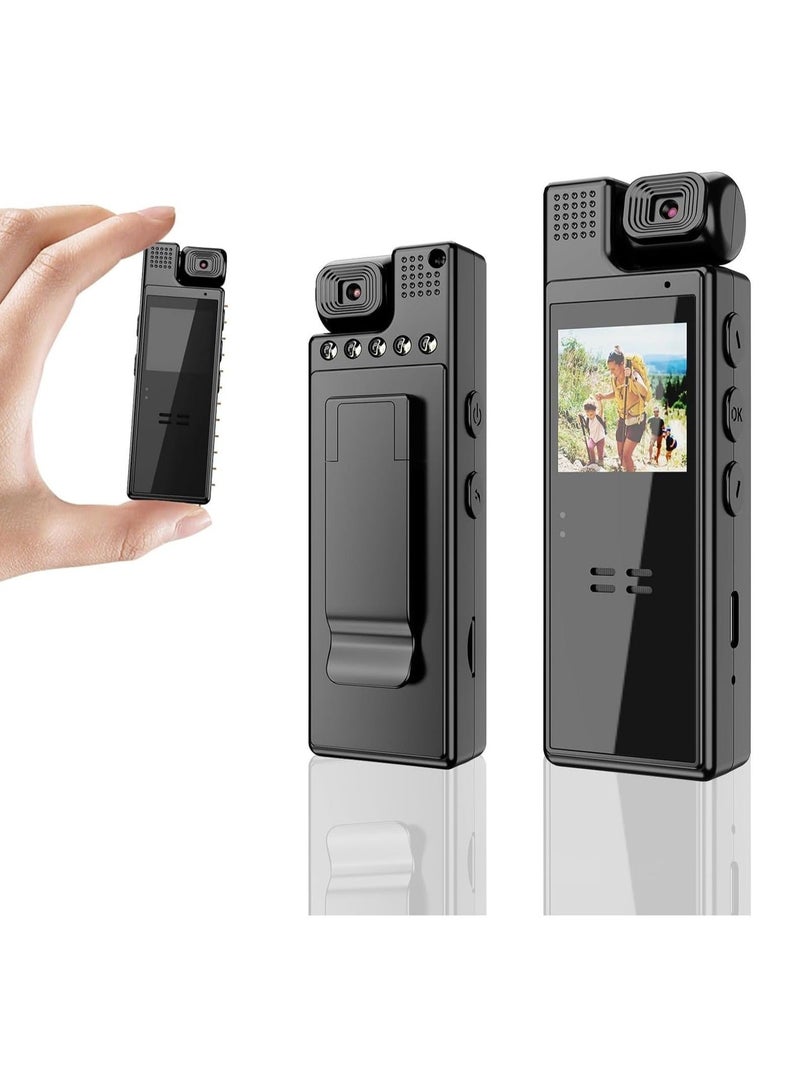 Mini Body Camera 1080P Portable Small Body Worn Cam Wearable Pocket Video Recorder with 180° Rotatable Lens, 1.3