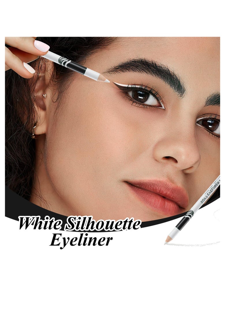 White Eyeliner Pencil, 12 PCS Soft Highlighter Eyeliner Pencil, White Eyeliners Waterproof, Eyeshadows Makeup Tools, Professional Long Lasting Eye Brighten Matte, Hypoallergenic, Easy to Colour