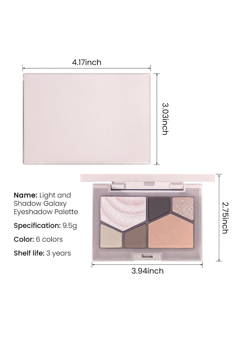 Eyeshadow Palette, Glitter Eye shadow Makeup 6 Colors, Pink Nude Eyeshadow, Shiny Sparkle Shimmer Glitter blue Eyeshadow, Waterproof Palette, Six-Shade Highlight and Contour Palette Make Up