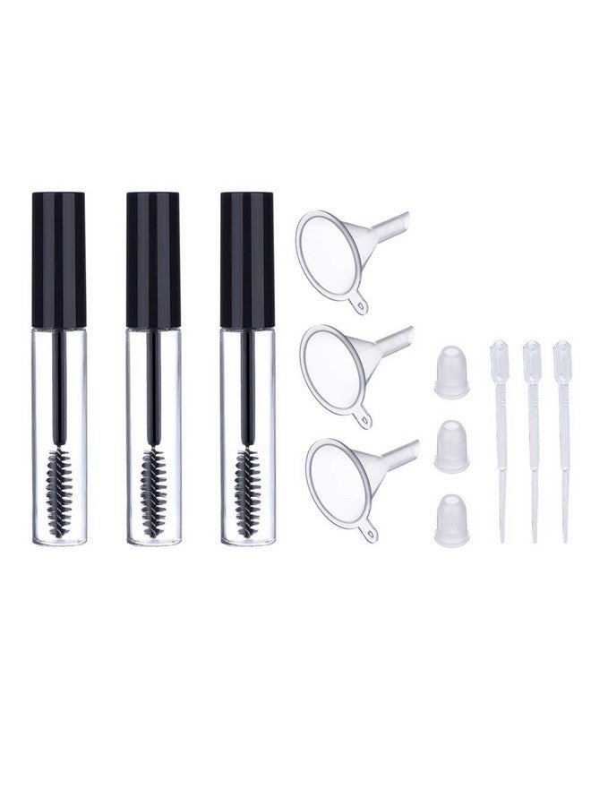 3Pcs 10Ml Empty Mascara Tubes With Eyelash Wand Rubber Inserts And Funnels For Castor Oil Ideal Kit For Diy Cosmetics Includes 3 Tubes 3 Rubber Inserts And 3 Funnels