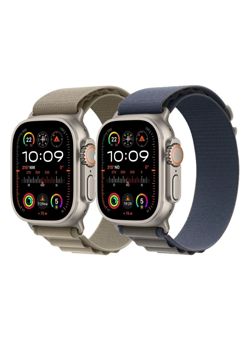 (Pack of 2) Apple Watch Alpine Loop Band 49mm/45mm/44mm Nylon Woven Sport Strap Compatible with iWatch Series Ultra2/Ultra/9/8/7/6/SE/SE2/5/4/3/2/1