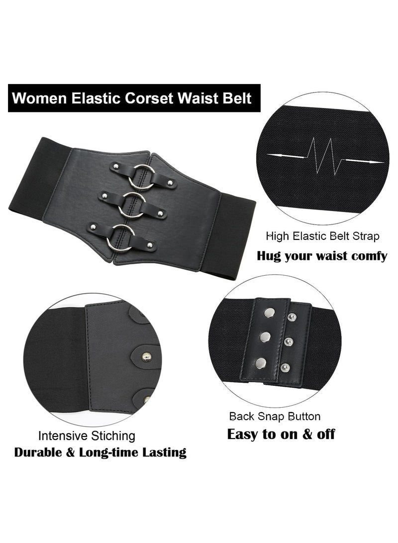 Women Wide Corset Elastic Belt, Lace-up Tied Waspie Corset Belts Ladies  Costume, Vintage Elastic Waist Belt High Waist PU Leather Tied Costume for  (Length 60-80cm)