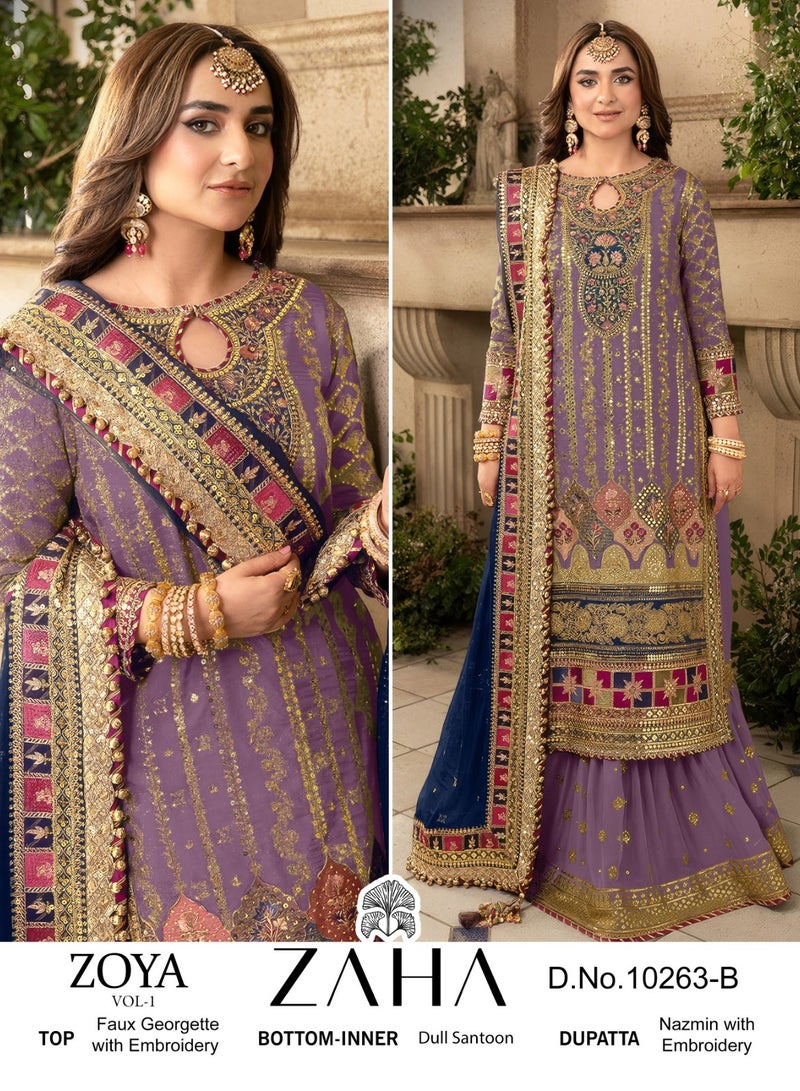 Wedding Function Wear Purple Heavy Embroidery Work Pakistani Dress