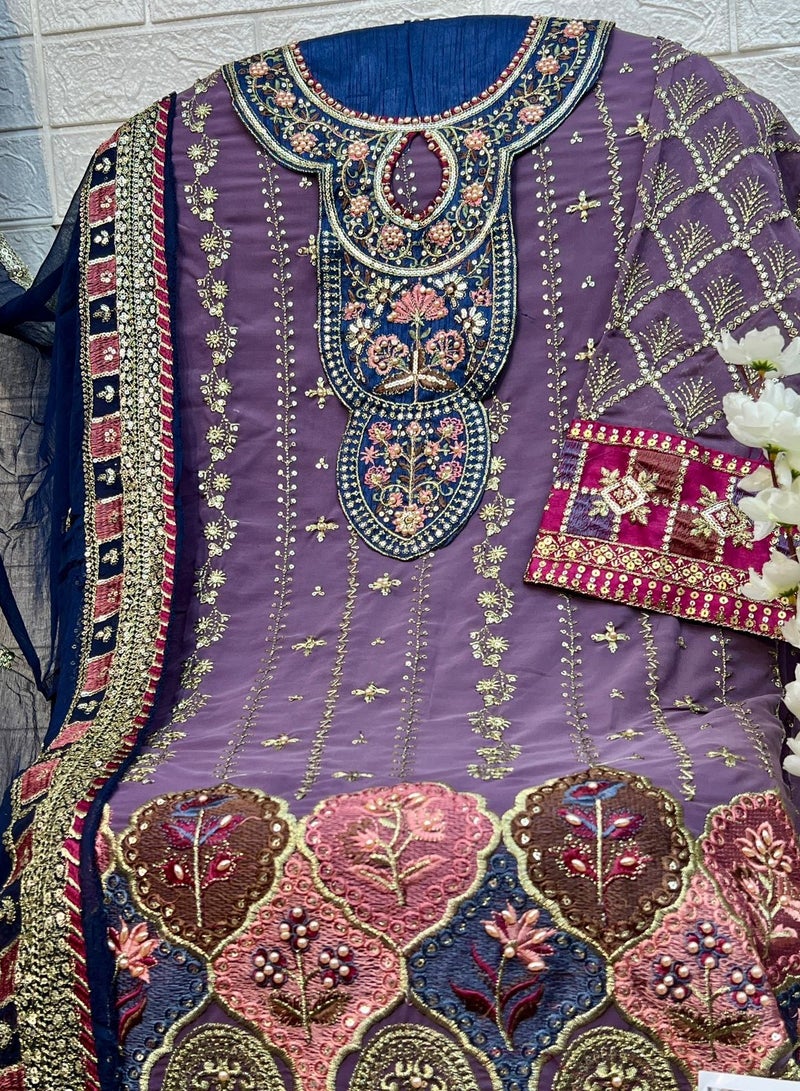 Wedding Function Wear Purple Heavy Embroidery Work Pakistani Dress
