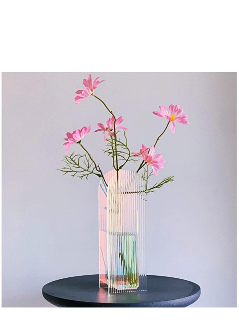 Modern Acrylic Vase Geometric Arch Vase Unique Plant Floral Container for Home Office Decoration Wedding Table Centerpiece