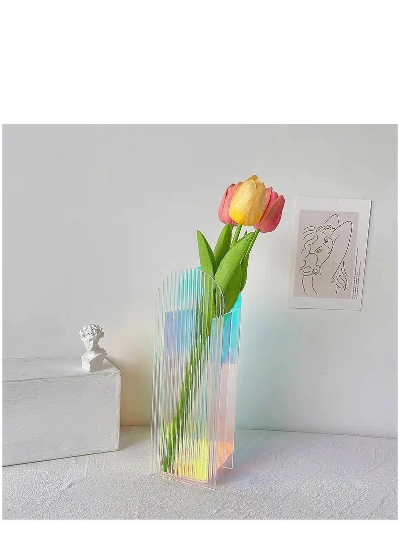 Modern Acrylic Vase Geometric Arch Vase Unique Plant Floral Container for Home Office Decoration Wedding Table Centerpiece