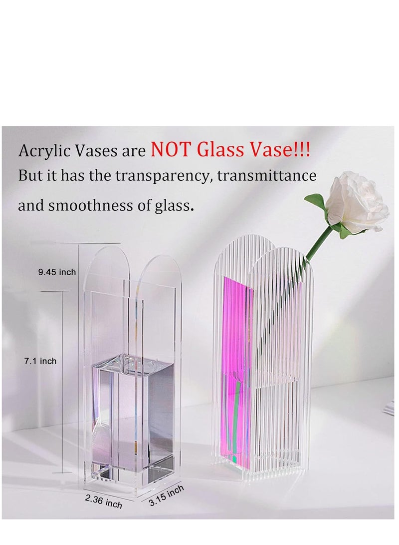 Modern Acrylic Vase Geometric Arch Vase Unique Plant Floral Container for Home Office Decoration Wedding Table Centerpiece