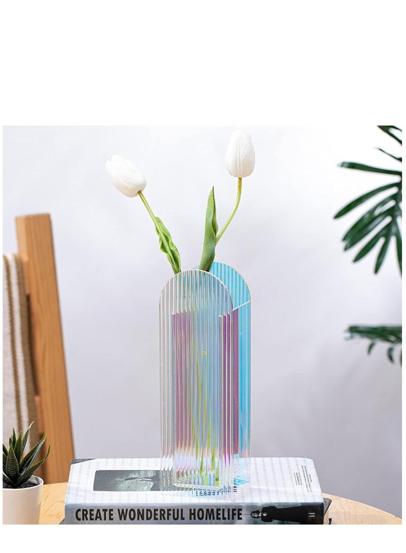 Modern Acrylic Vase Geometric Arch Vase Unique Plant Floral Container for Home Office Decoration Wedding Table Centerpiece