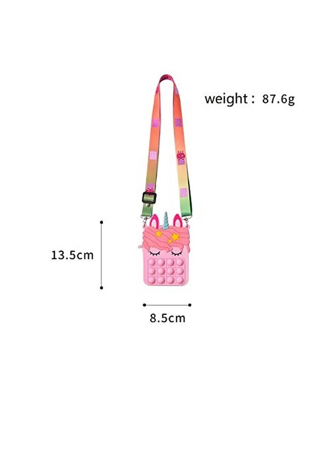 Gifts For Kids 4 Packs Unicorn Purses For Girls Fashion Pop Purse Push Bubbles Fidget Toy Rainbow Unicorn Purse Wallet Ladies Bag Silica Dimple Crossbody Bags For Girls