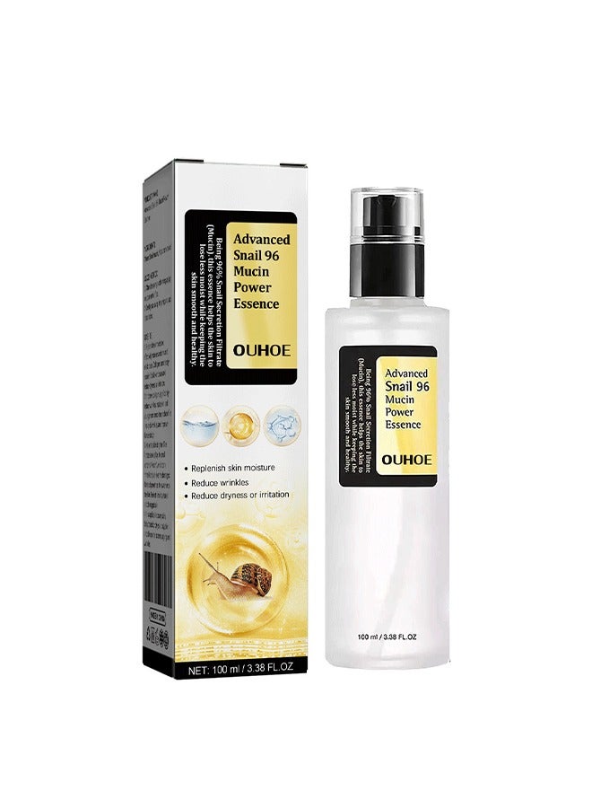 Advanced Snail Mucin 96% Mucin Power Essence, Effectively Replenish Nutrients Improve Dryness Soften Cuticles Minimize Poreslighten Acne Scars Soothe And Repair Skin 100ml
