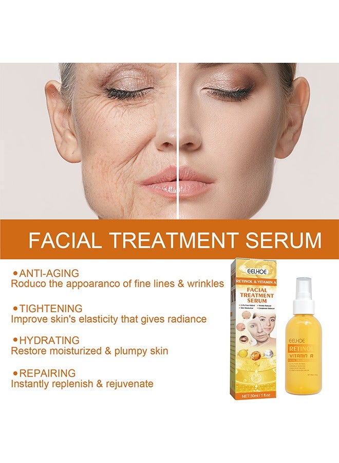 Retinol & Vitamin A Facial Treatment Serum 30ml,Replenish Moisture, Shrink Pores,Has The Effect Of Reducing Wrinkles And Fine Lines, Improving Skin Elasticity And Softness, Suitable For All Skin Types