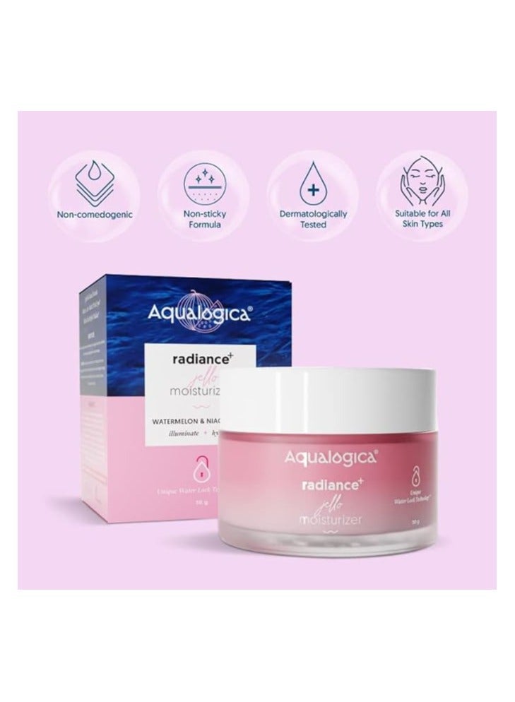 Radiance+ Jello Moisturizer with Watermelon & Niacinamide for Pigmentation & Dark Spots - For Dry, Bright and Radiant Skin of Women & Men -50g