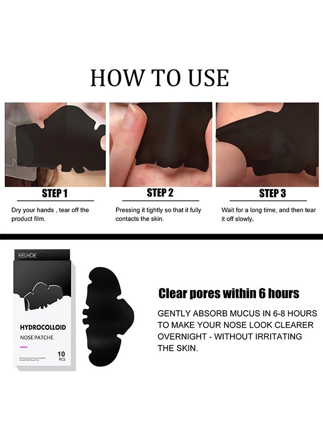 Hydrocolloid nose patche,Remove nose blackheads and pimples, clean and shrink pores with nose patches(10 PCS)