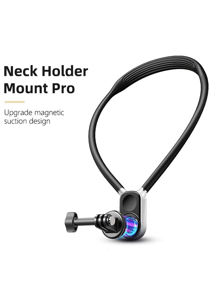 Neck Mount Necklace Holder, POV Selfie Mount with Phone Clip Vertical Mount Kit, Necklace Holder for Gopro Insta360 DJI Action Camera