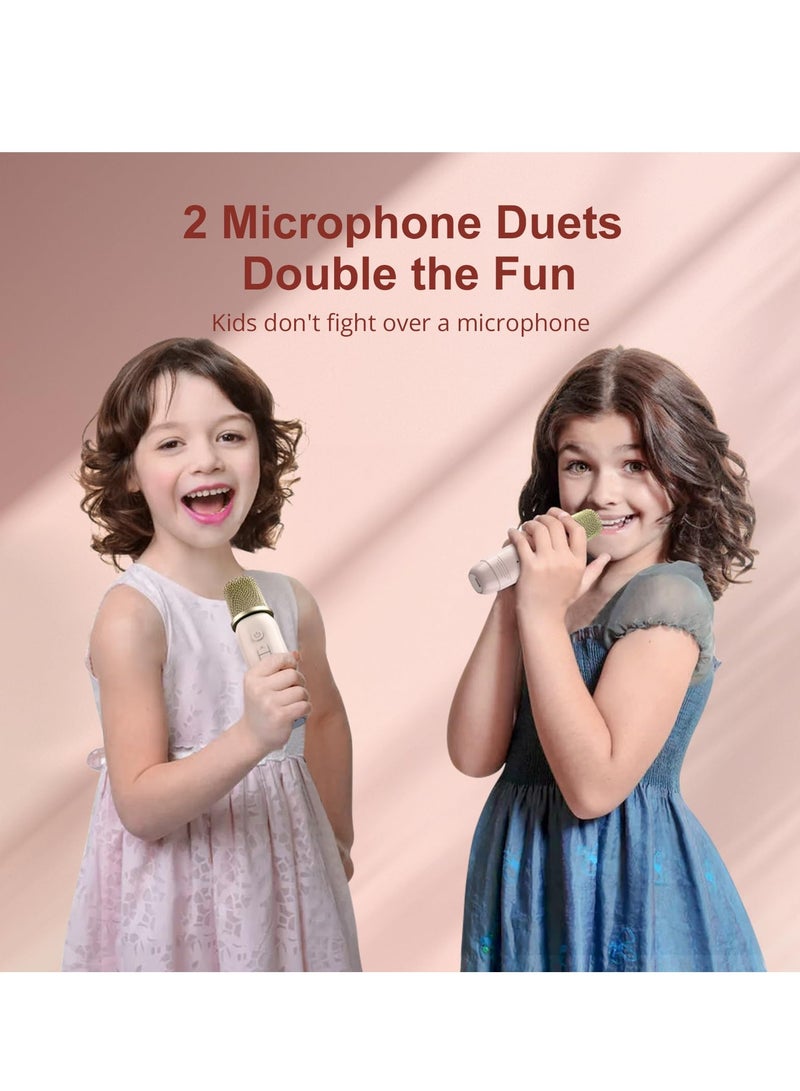 Kids Karaoke Machine - Bluetooth Speaker with Microphone with 2 Wireless Microphones, Mini Bluetooth Karaoke Speaker Portable Karaoke Machine for Kids and Adults