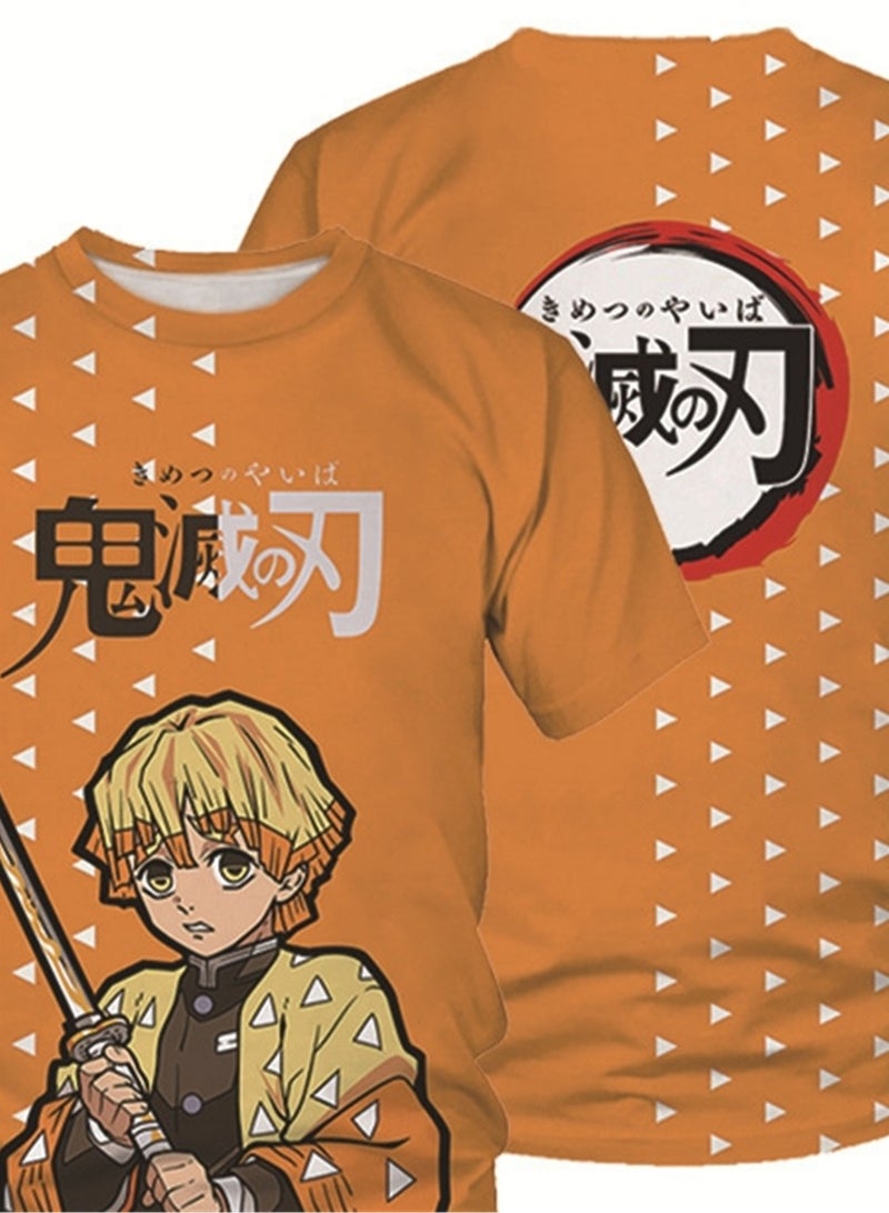 Summer adult and children anime Demon Slayer cartoon pattern 3d T-shirt printed short-sleeved top