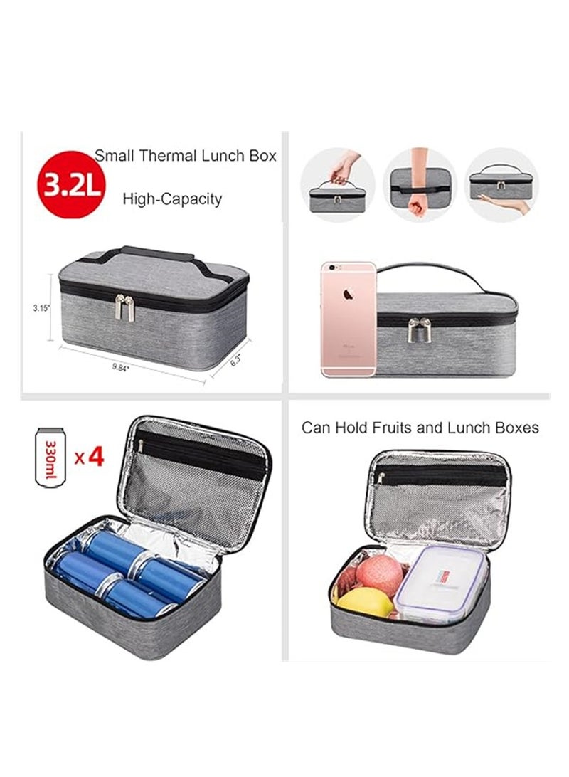 Insulated Lunch Bag, Lunch Container, Small Lunch Bag Box for Men and Women, Portable Cooler Bag Lunch Pail with Handle, Thermal Meal Tote Kit, Black, 1 Pcs