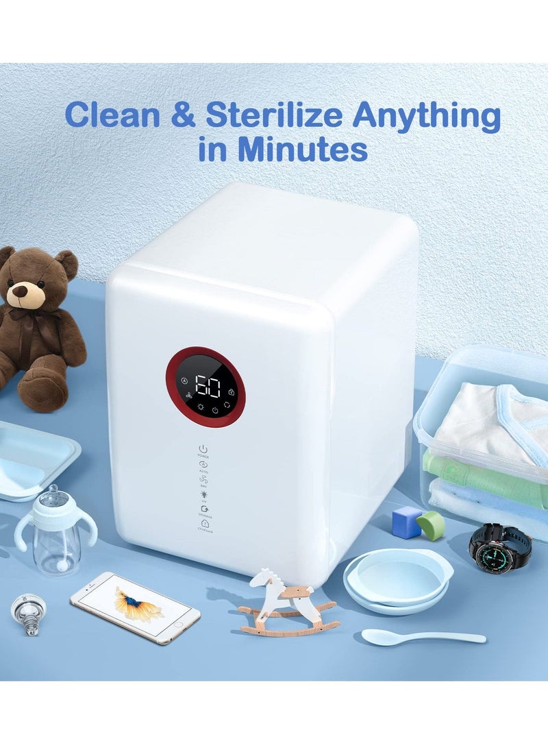 UV Sterilizer and Dryer for Baby Bottles, 18L Bottle Sterilizer and Dryer with Touch Screen Control & Auto-Off Safety for Toys, Clothes, Beauty Tools, Tableware, Phone, Home Office Items (White)