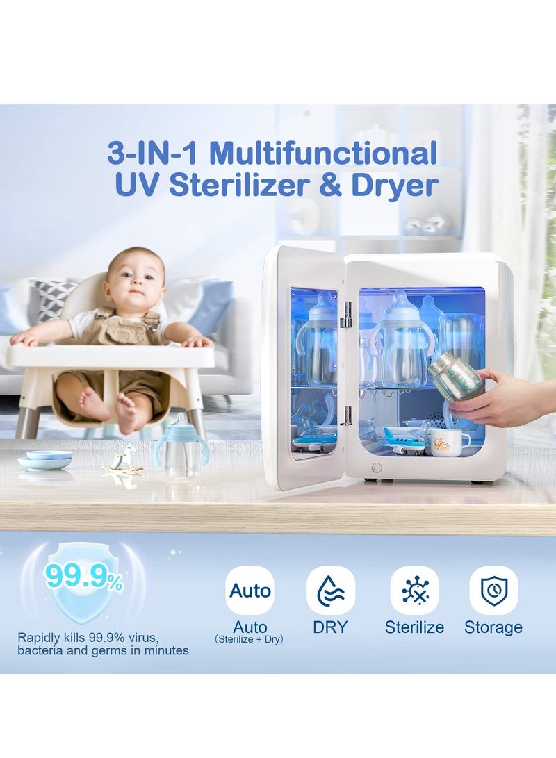 UV Sterilizer and Dryer for Baby Bottles, 18L Bottle Sterilizer and Dryer with Touch Screen Control & Auto-Off Safety for Toys, Clothes, Beauty Tools, Tableware, Phone, Home Office Items (White)