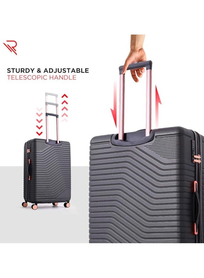 Reflection Saphir Premium Quality ABS Suitcase, Lightweight Hardshell, Metalic Corner, Vertical Series Travel Luggage Trolley with 4 Spinner Wheels and TSA Lock(3pcs Set, Grey)