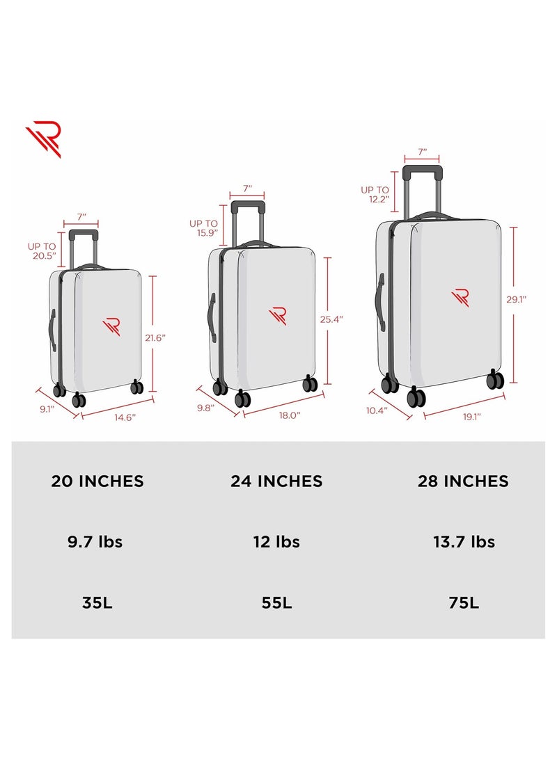 Reflection Saphir Premium Quality ABS Suitcase, Lightweight Hardshell, Metalic Corner, Vertical Series Travel Luggage Trolley with 4 Spinner Wheels and TSA Lock(3pcs Set, Grey)