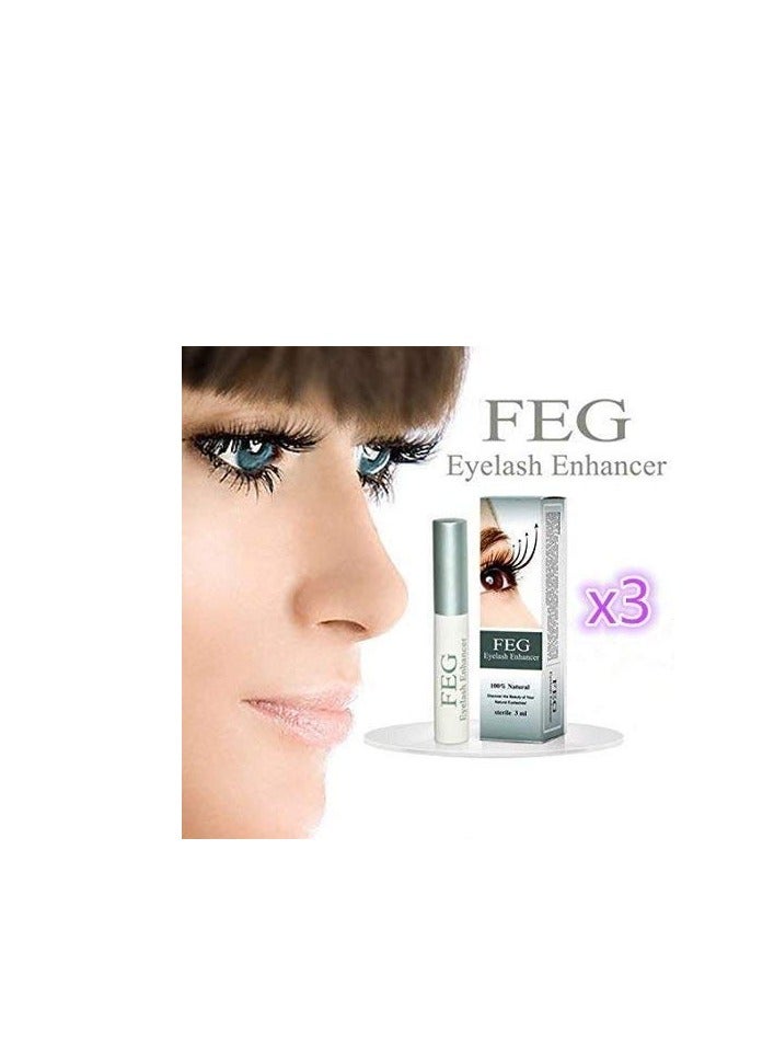 FEG Eyelash Rapid Eye Lash Growth Serum | For Lash and Brow | Fast Effective Growth Creates Longer & Darker Eyelashes | Natural Eyelash Serum to Grow Lashes | 3 Pack