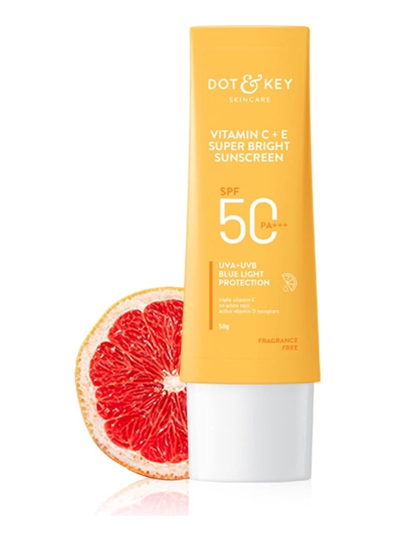 Vitamin C Plus E Super Bright Sunscreen SPF 50 PA+++ For Women And Men, 50 GM