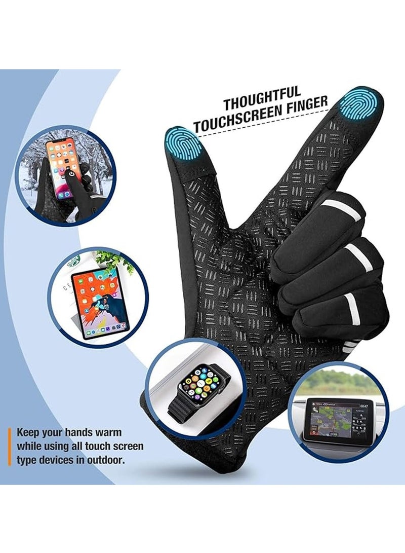 Cycling Gloves, Waterproof Touchscreen Gloves, Winter Warm Gloves, Windproof Anti-slip Sports Thermal Gloves, Non-Slip Road Mountain Bicycle Gloves for Running, Driving, Hiking and Skiing （XL）