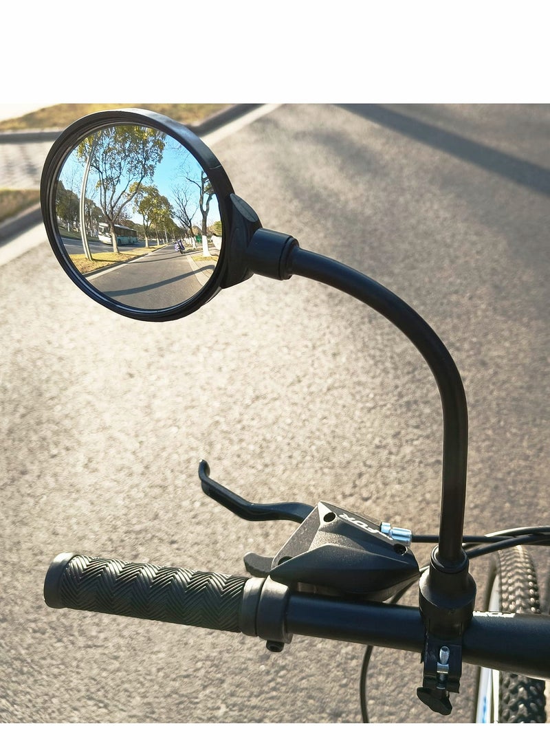 Bike Mirror 2 Pack, Adjustable Bike Mirrors Handlebar Rearview Mirror, Acrylic Convex Round Bike Rear View Mirrors for Handlebars Mount, Bicycle Mirror For E-bike Scooter