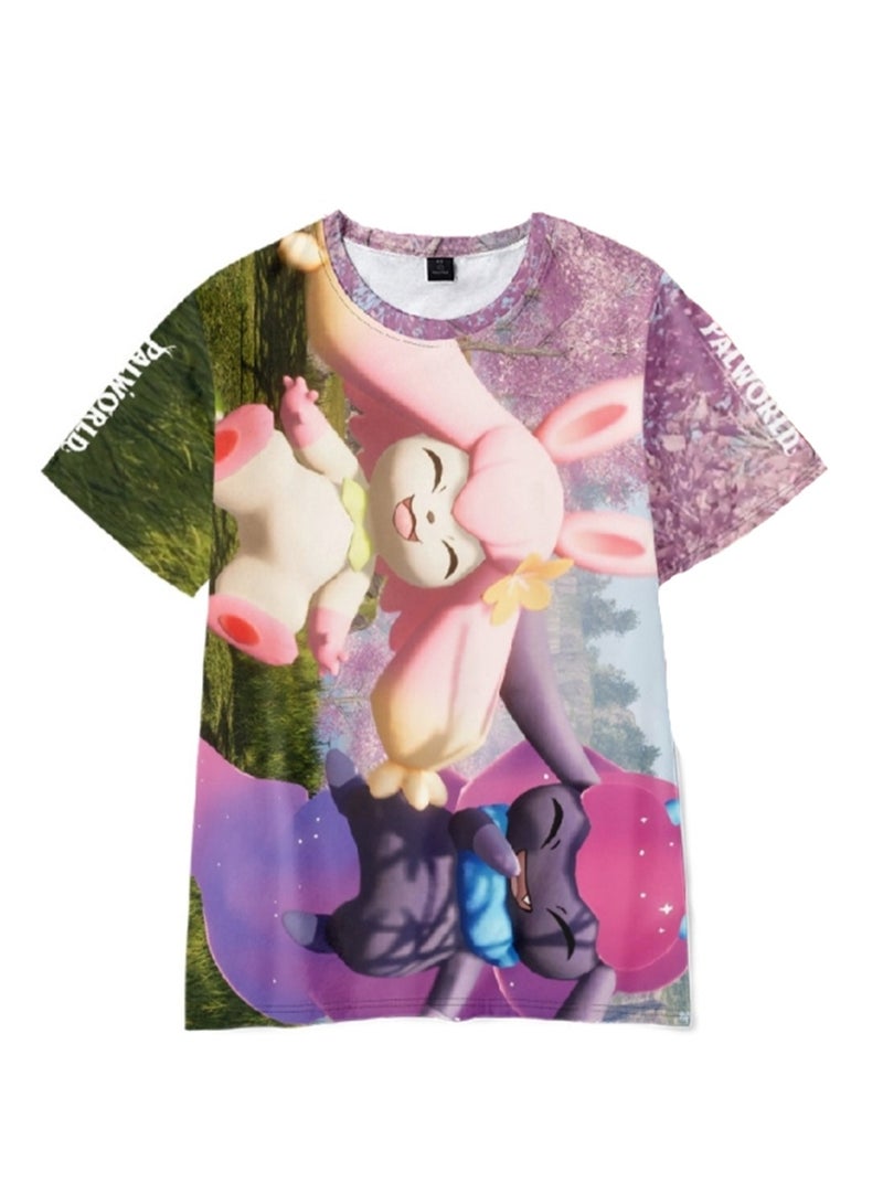 Palworld Phantom Beast Palu 3D digital printing adult and children summer short-sleeved T-shirt