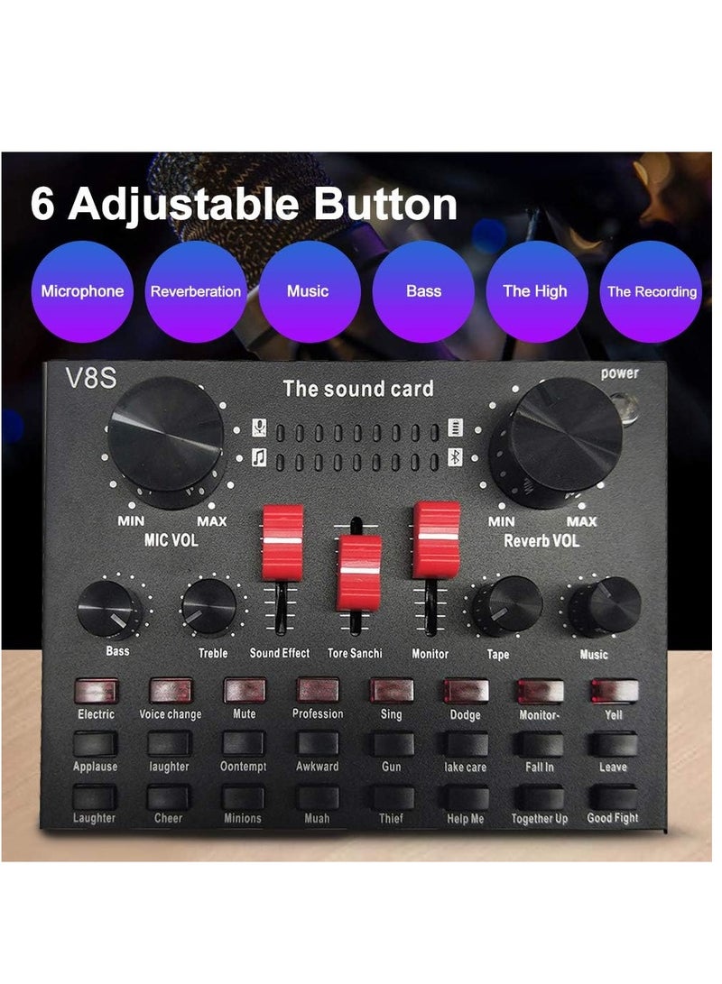 Lixada Multi-functional Live Sound Card BM800 Microphone Set Audio Recording Equipments (Black)