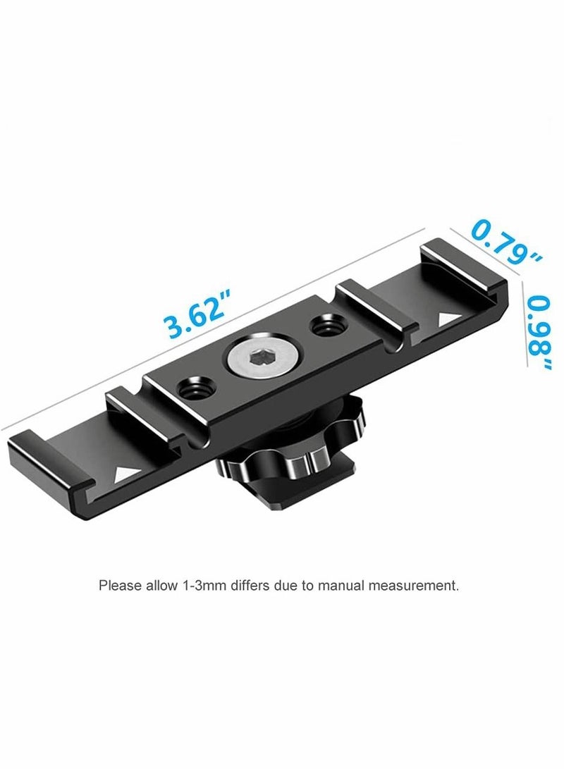 Hot Shoe Extension Bar, Dual Cold Shoe Mount Plate Adapter, Dual Hot Shoe Extension Bar, for Monitor Microphone LED Video Light, for Sony Canon Nikon DSLR Compact Camera Vlog Film