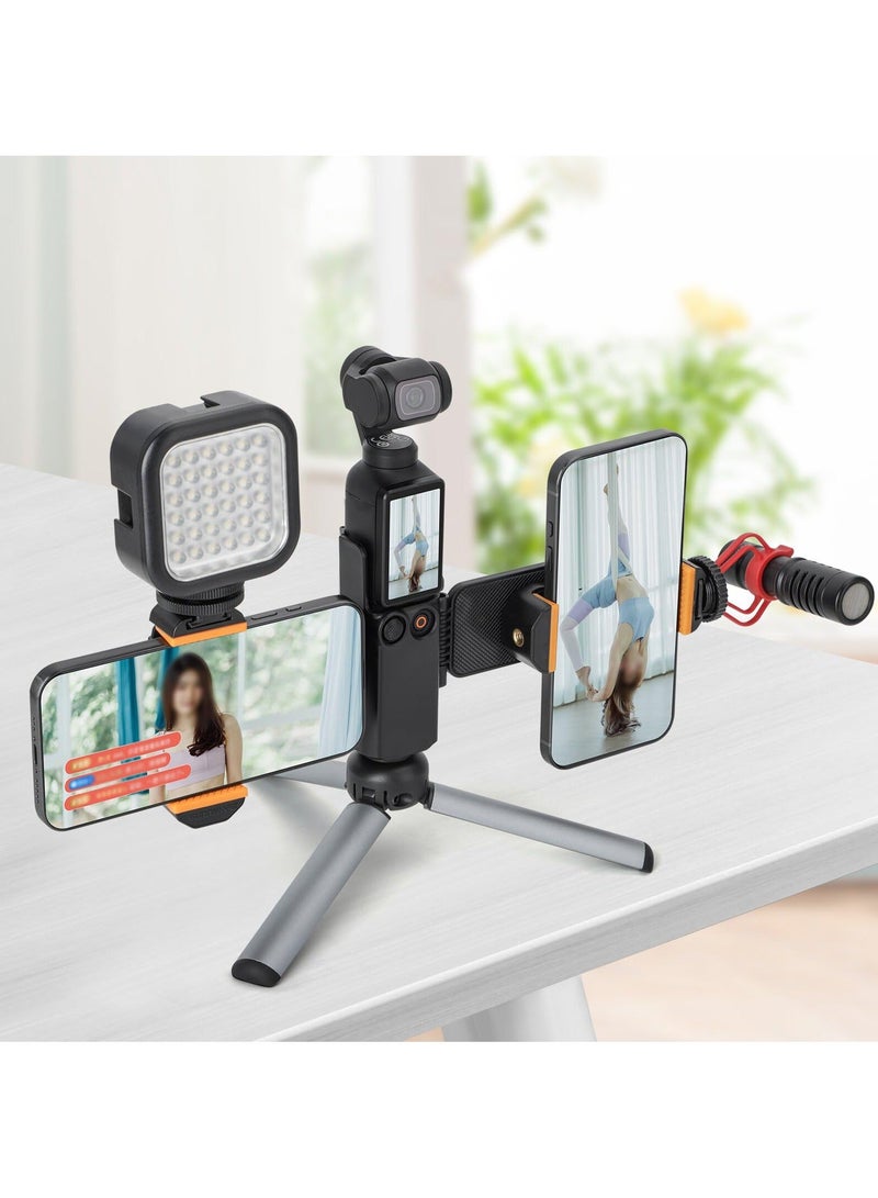 Dual Phone Holder for DJI Osmo Pocket 3 Cellphone Mount Phone Clip Clamp Tripod Adapter Camera Expansion Accessories
