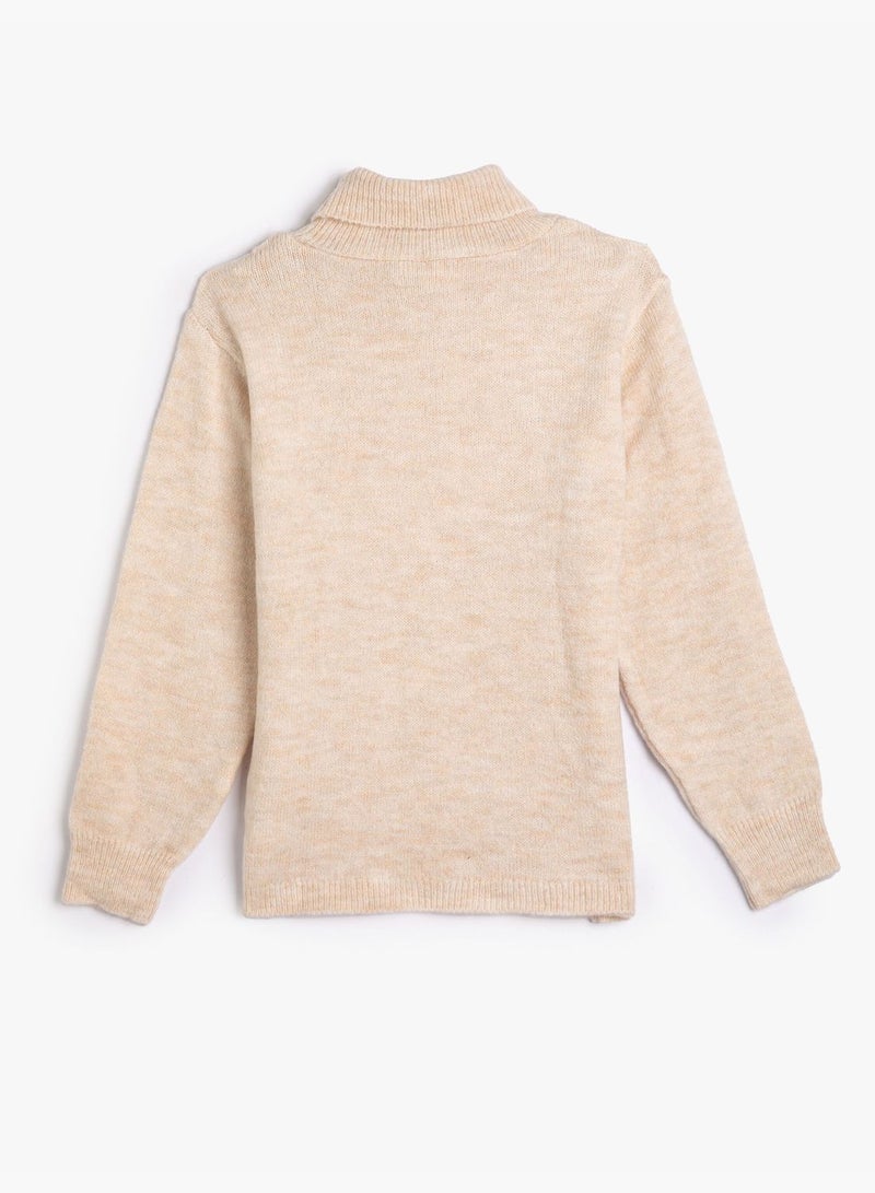 Turtle Neck Sweater Cable Knit Detail Long Sleeve Soft Touch