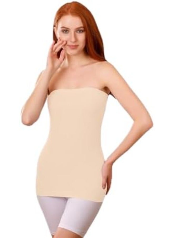 Selina Wear Women's Long Strapless - Top Strapless Stretchable Long, Women's Seamless Strapless Crop Top
