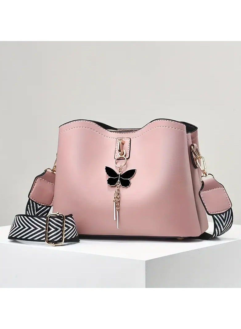 Trendy Butterfly Bucket Bag, Lightweight Solid Color Shoulder Bag, Perfect Crossbody Bag Fro Everyday Use