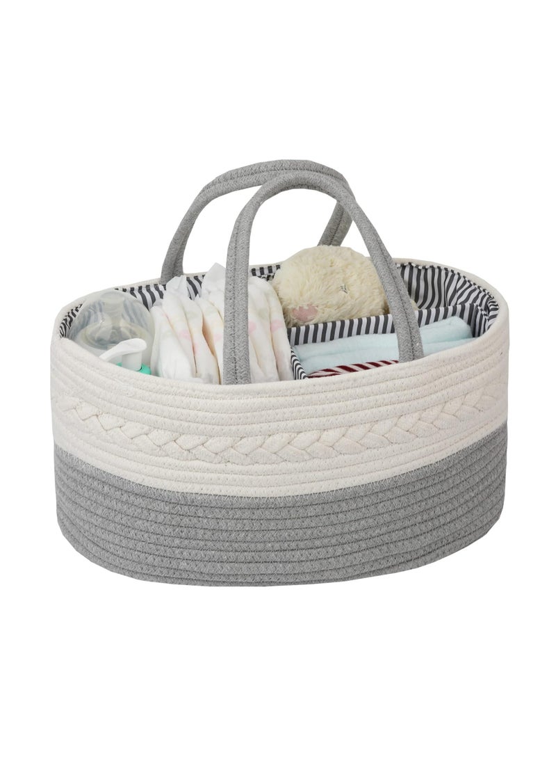 Cotton Rope Diaper Caddy Organizer for Baby - XL Diaper Basket Caddy Nursery Perfect