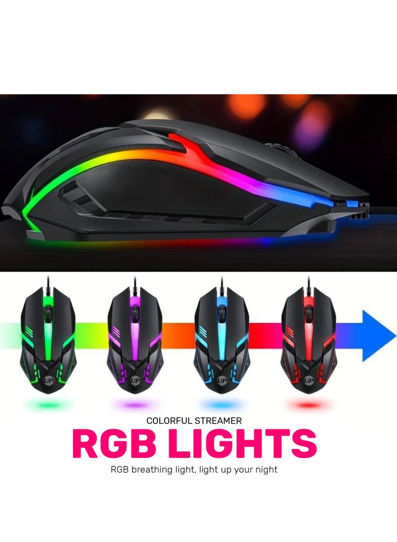 UP M301 Wired Gaming Mouse, RGB Backlit USB Gaming Mouse For PC, Desktop, Gaming Console