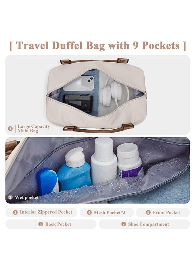 Travel Duffel Bag with Shoes Compartment, Travel Tote Bag Sports Gym Bag with Toiletry Bag
