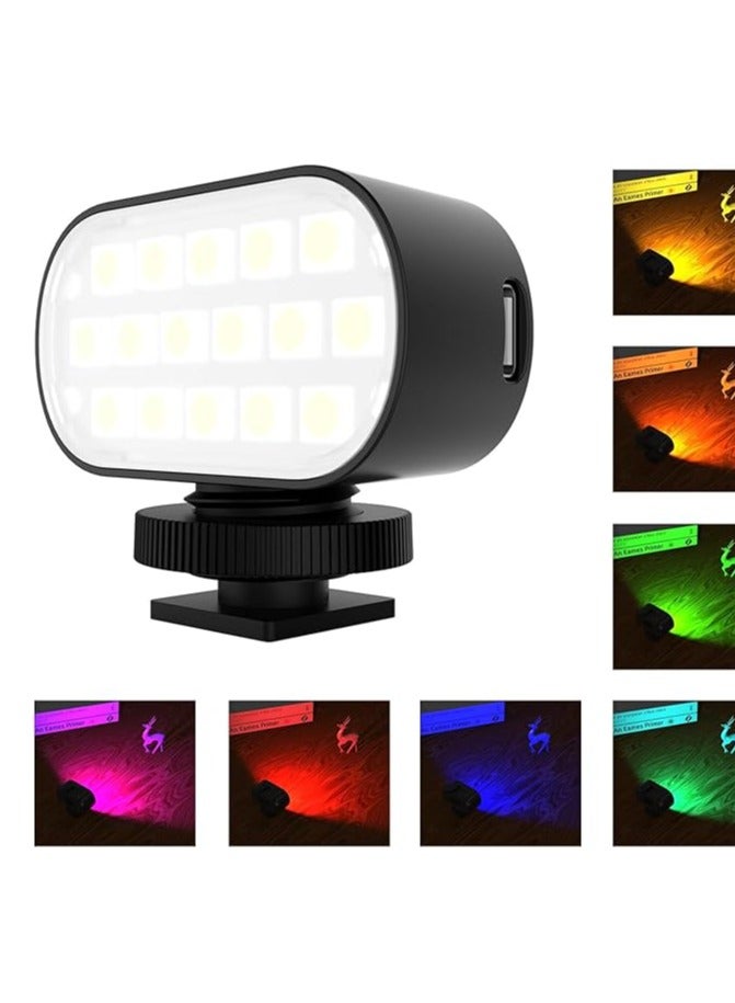 Photography LED Light with 16 Beads, 7 Colors, 120 Degree Beam, Live Broadcast Video RGB LED Light Photography Beauty Selfie Fill Light(Black)