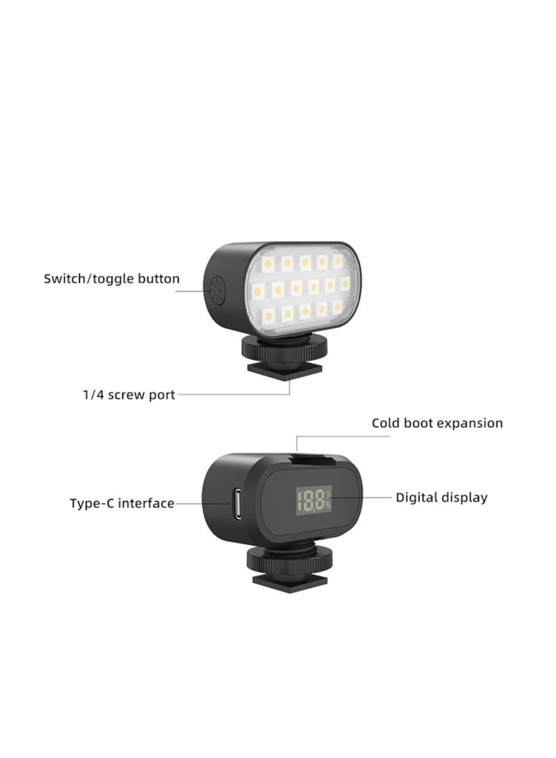 Photography LED Light with 16 Beads, 7 Colors, 120 Degree Beam, Live Broadcast Video RGB LED Light Photography Beauty Selfie Fill Light(Black)