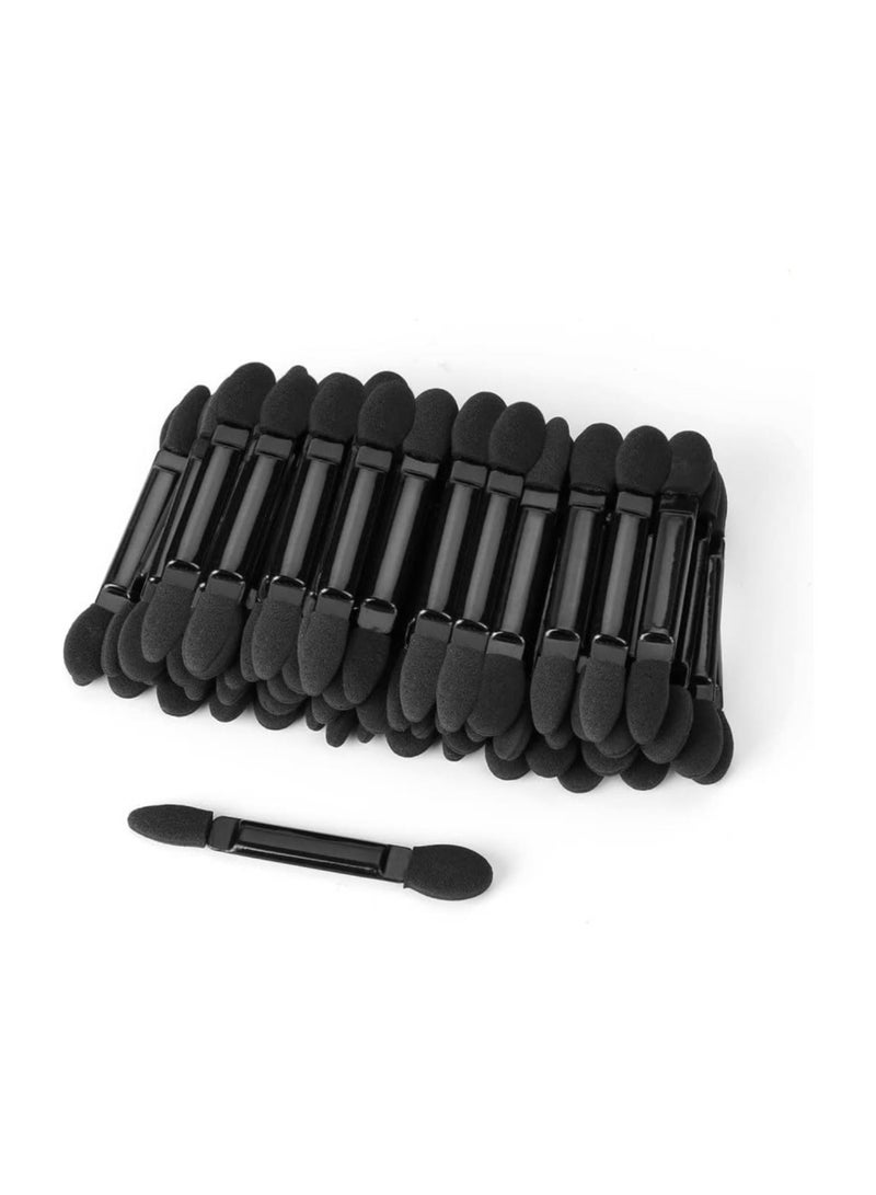 50PCS Professional Double Head Eyeshadow Brushes Cosmetic Tool, Disposable Dual Sides Eyeshadow Sponge Brushes Makeup Applicator(Size: 2.44 inch, Color: Black)