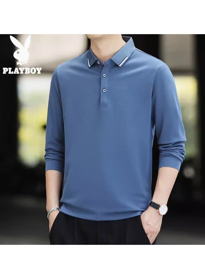 Playboy High End Summer Pure Cotton Men's Long Sleeved Polo Shirt