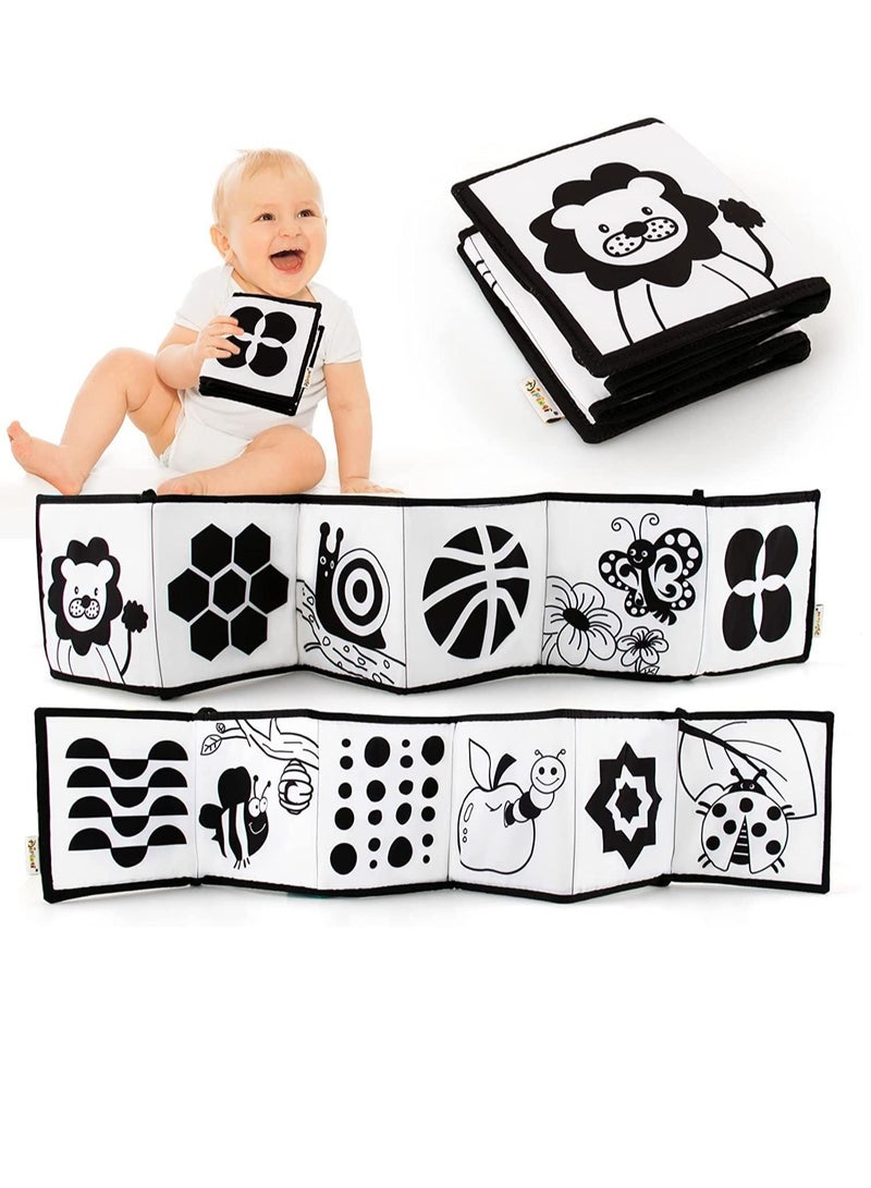 Black and White Cloth Books - High Contrast Baby Cloth Book for Early Education, Infant Tummy-time Mat, Three-Dimensional Can Be Bitten and Tear Not Rotten Paper 0-3 Years Old Baby Toys