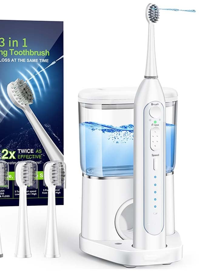 Professional Flossing Toothbrush for Teeth Pick: Electric Toothbrush and Water Flosser Combo in One