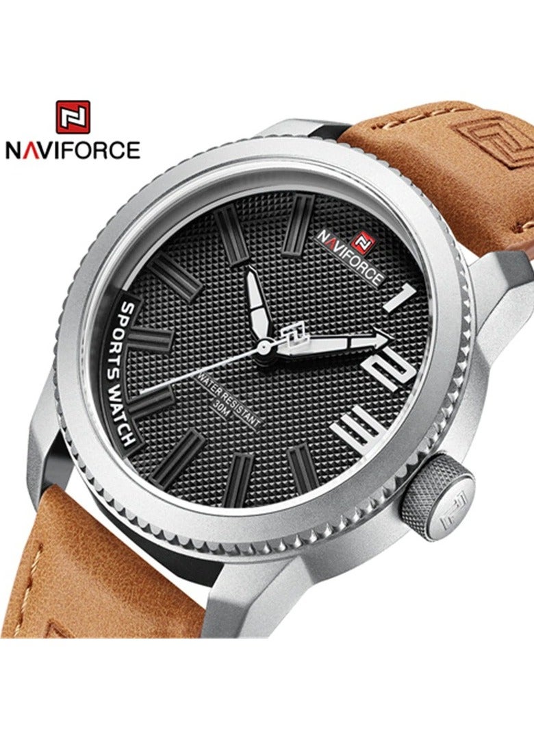 NAVIFORCE Men's New Wrist Luxury Quartz Sports Watch with Leather Strap NF9202L