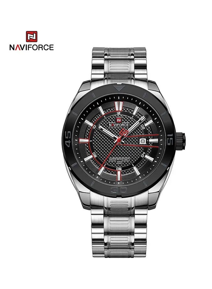 NAVIFORCE NF9210 Men Watch Waterproof Steel Strap Wristwatch (Sliver/Black)